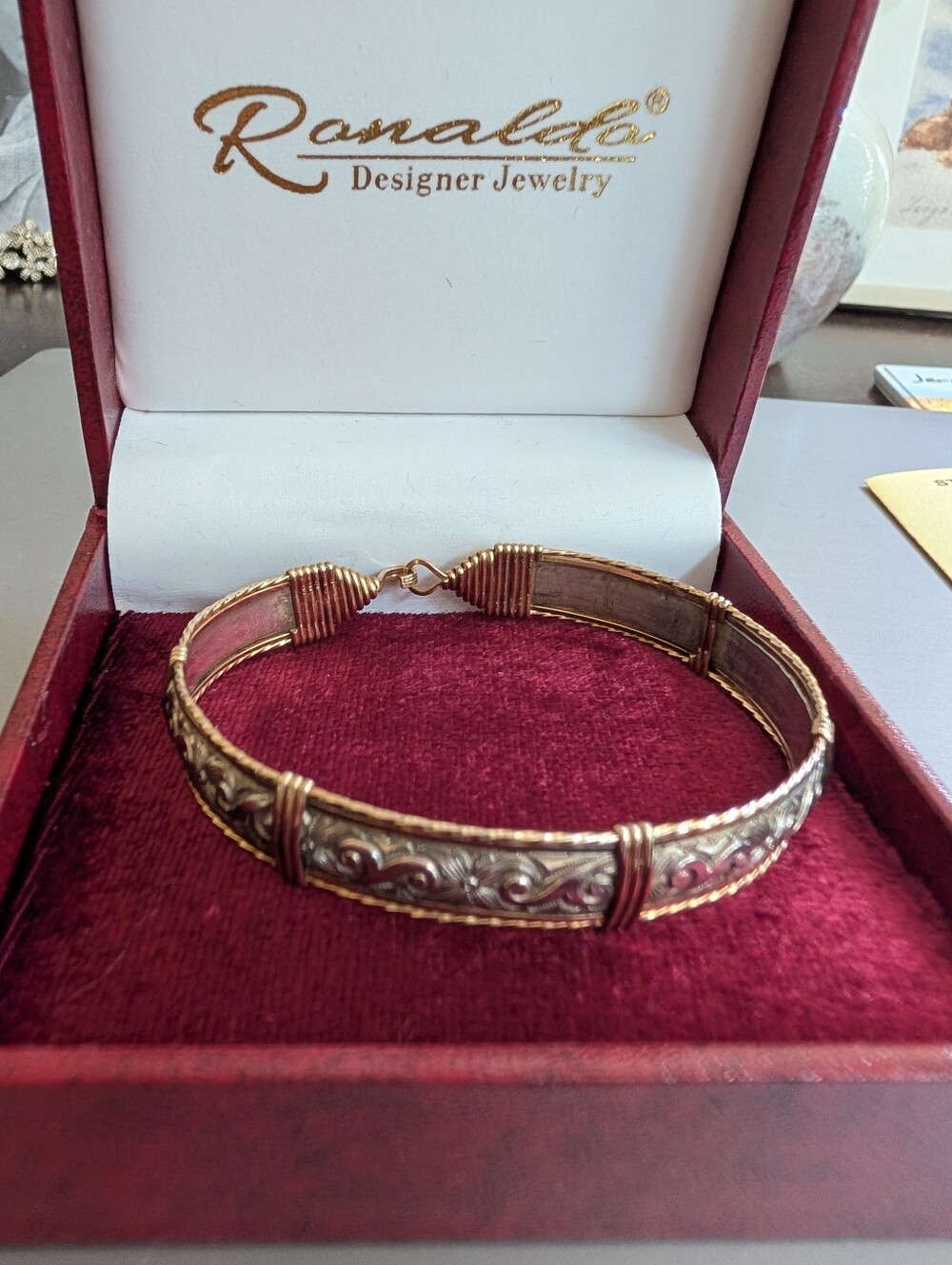 Ronaldo Angelina New In Box Silver With Gold Wrap Bangle Bracelet